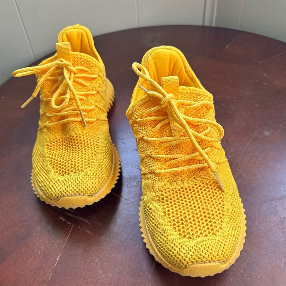 GSLMOLN Unisex Yellow Lightweight Athletic Sneakers Lace Up